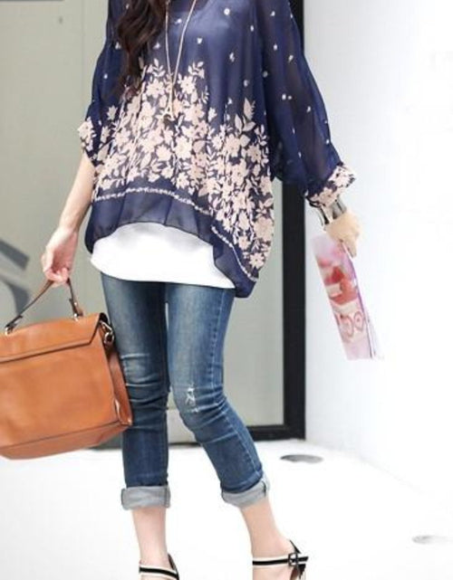 Load image into Gallery viewer, Womens Loose Fit Navy Batwing Tunic