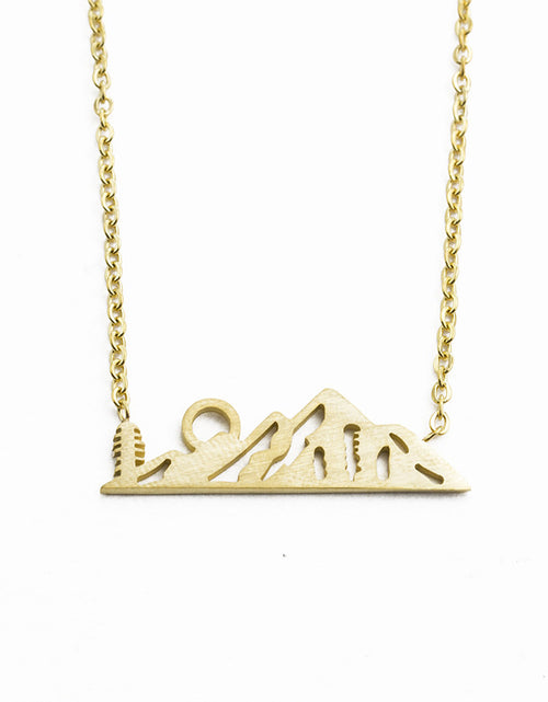 Load image into Gallery viewer, Dainty Simple Sun On Mountain Top Pendant