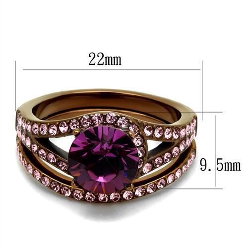Load image into Gallery viewer, TK2745 - IP Coffee light Stainless Steel Ring with Top Grade Crystal