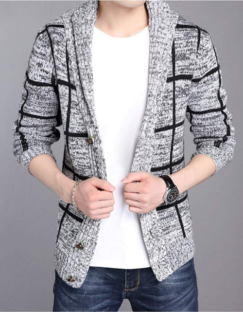 Load image into Gallery viewer, Mens Shawl Collar Gray Cardigan