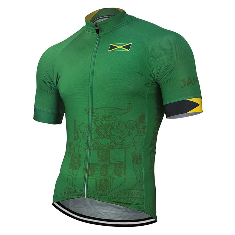 Jamaica National 2022 Team New Summer Cycling Jersey Bike Clothing Green Cycling Wear Bike Road Mountain Race Tops Quick Dry