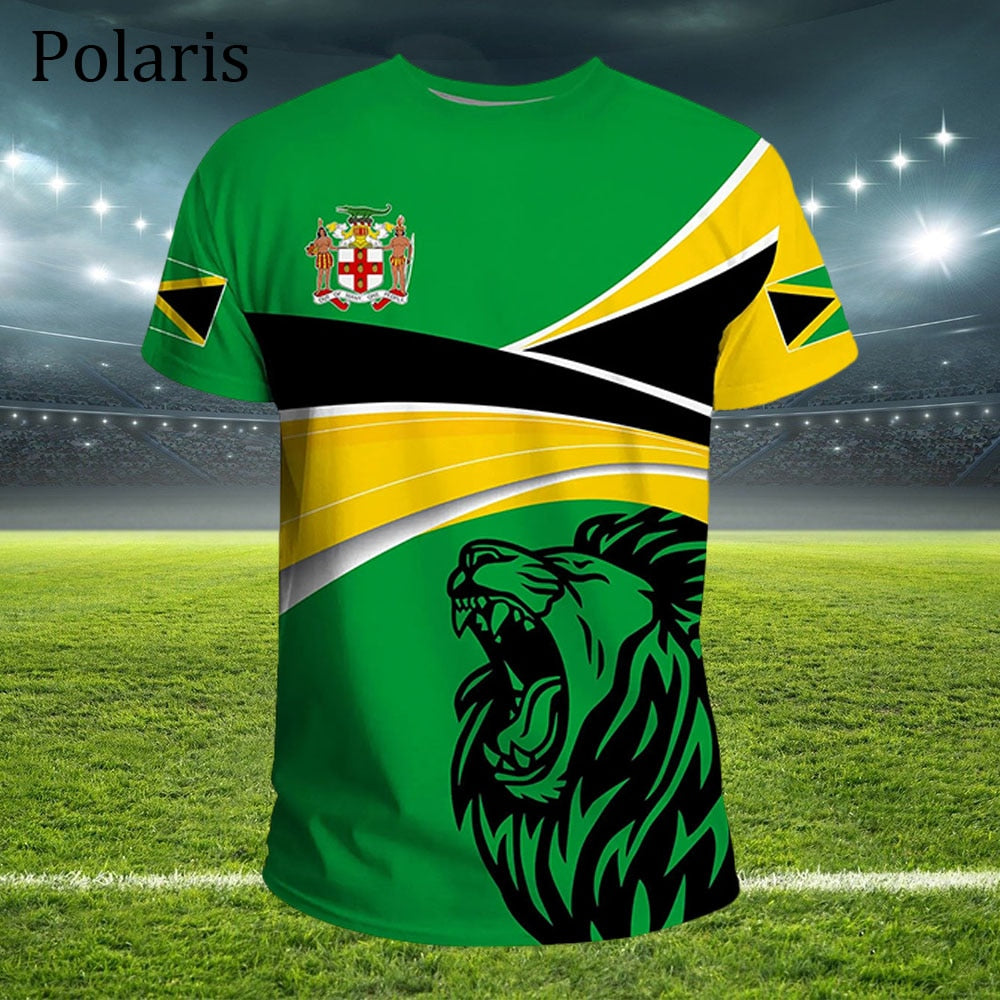 Jamaica Flag T Shirt For Men Football Jersey National Emblem Tees Soccer Team Clothing